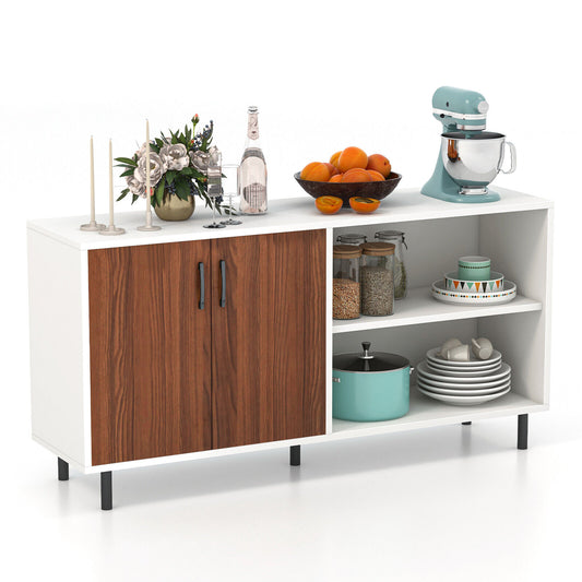 buffet-sideboard-storage-cabinet-2-door-cupboard-metal-legs-modern-148cm