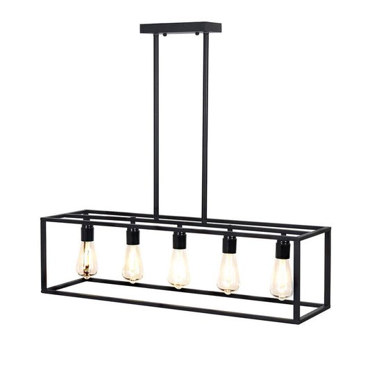 P&P Minimalism 5-Light Kitchen Island Lighting Linear Pendant Light with Glass Shade