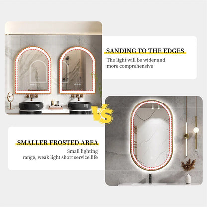Oval LED Bathroom Mirror with Lights Luxury Gold Frame Anti-Fog Dimmable Wall Mirror, 3 Color Modes & Memory Function