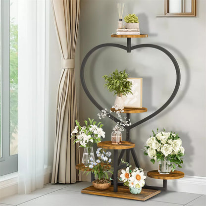 5-Tier Heart-Shaped Plant Stand – Outdoor Garden Rack