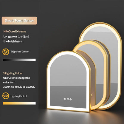 Oval LED Bathroom Mirror with Lights Luxury Gold Frame Anti-Fog Dimmable Wall Mirror, 3 Color Modes & Memory Function