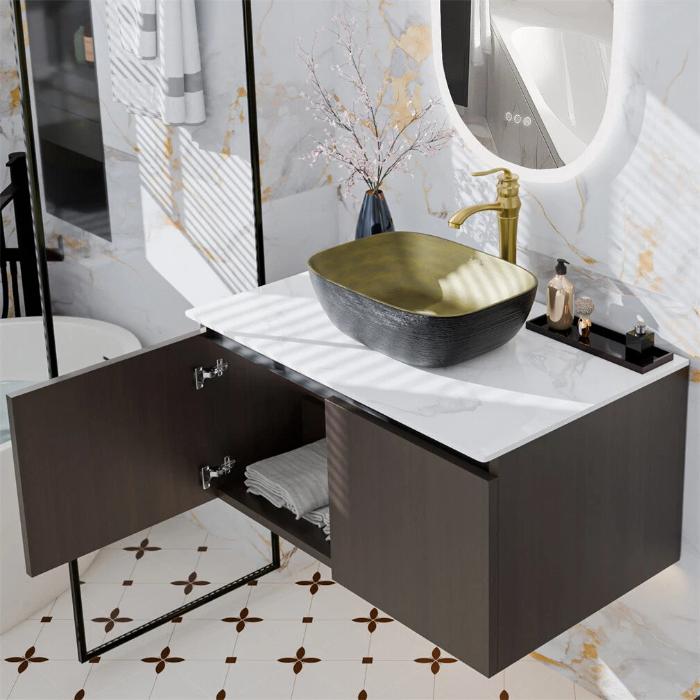 Bathroom Storage Cabinet Set with Sink & Faucet - 100cm with 1 basin