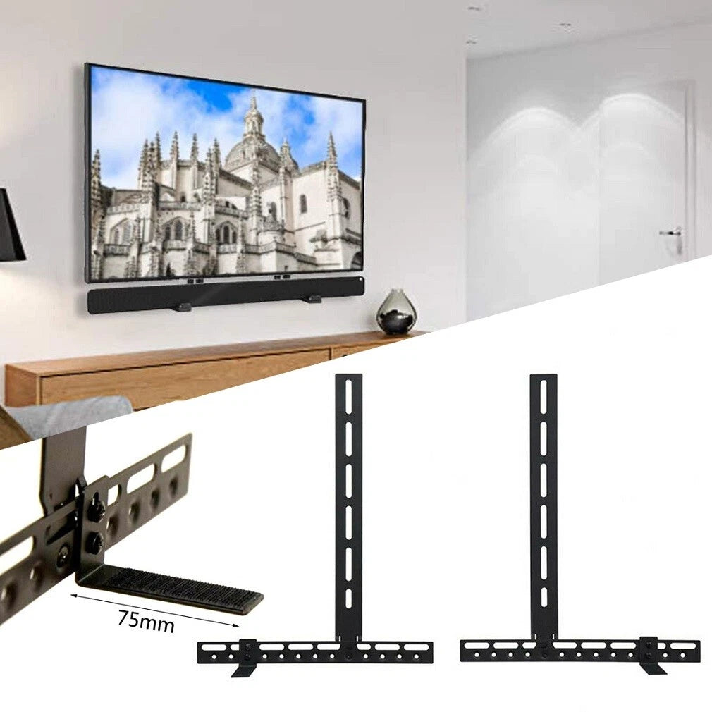Black Universal Sound Bar Bracket Mount, Fits All TVs and Soundbars with VESA Patterns