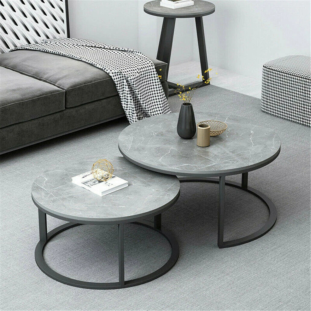 Double Layer Circle Marble Tables for Living Room or Sofa Side