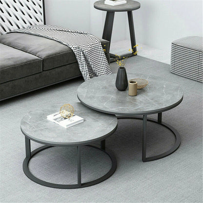 Double Layer Circle Marble Tables for Living Room or Sofa Side