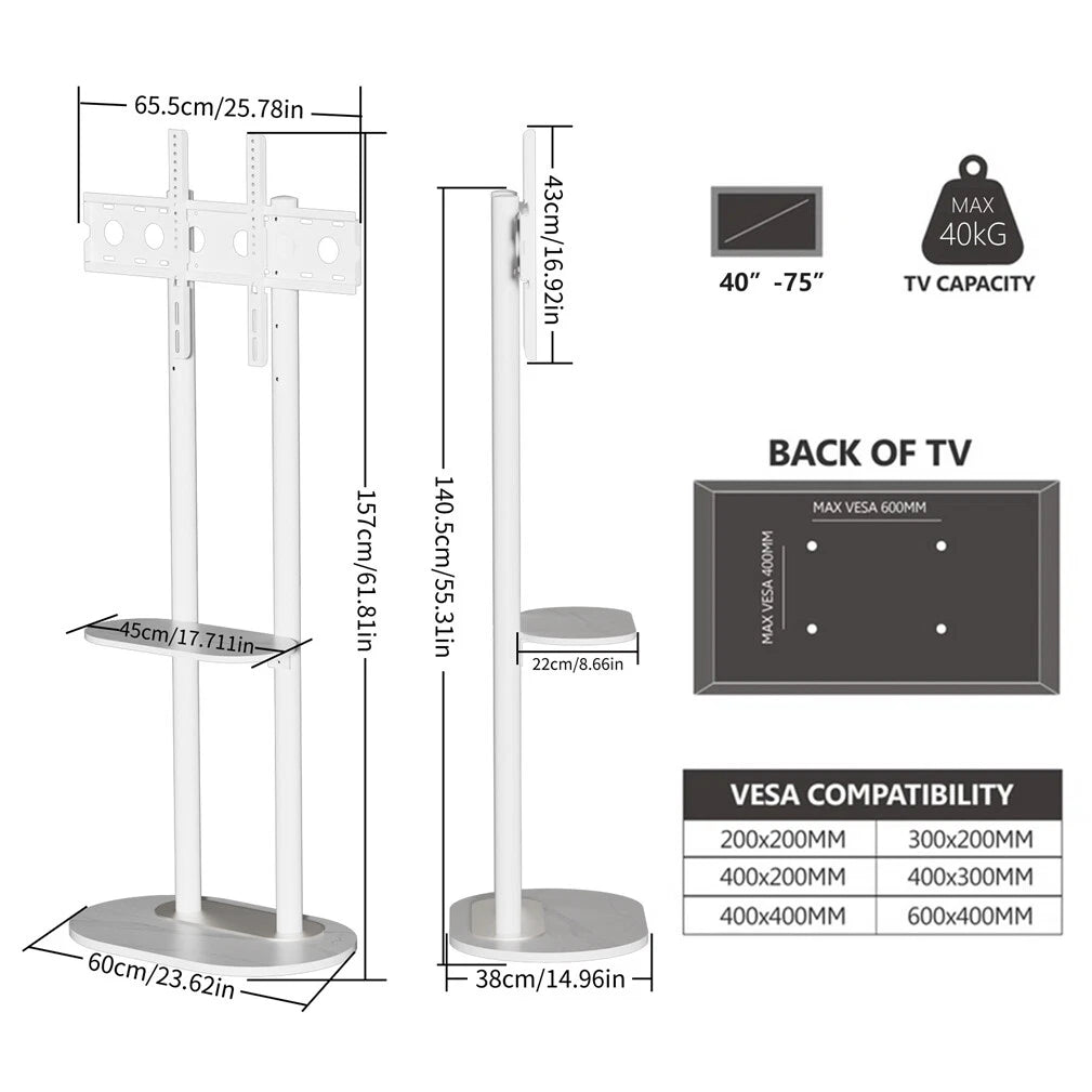 Heavy-Duty TV Stand with Mount for 40"-75" TVs