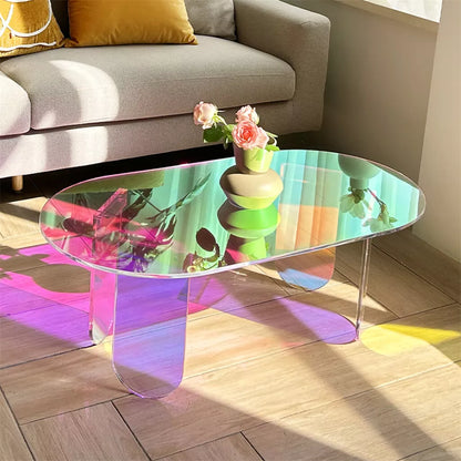 Iridescent Acrylic Rainbow Side Table
