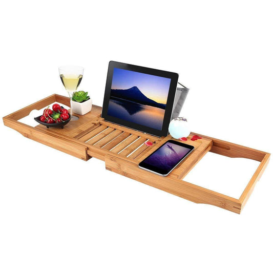 expandable-bamboo-bath-caddy-book-iphone-wineglass-holder-over-bathtub-rack
