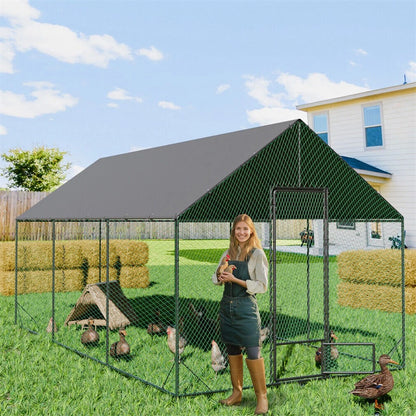 P&P 3-6M Walk-In Chicken Coop Run Outdoor Hen Cage Enclosure with Cover