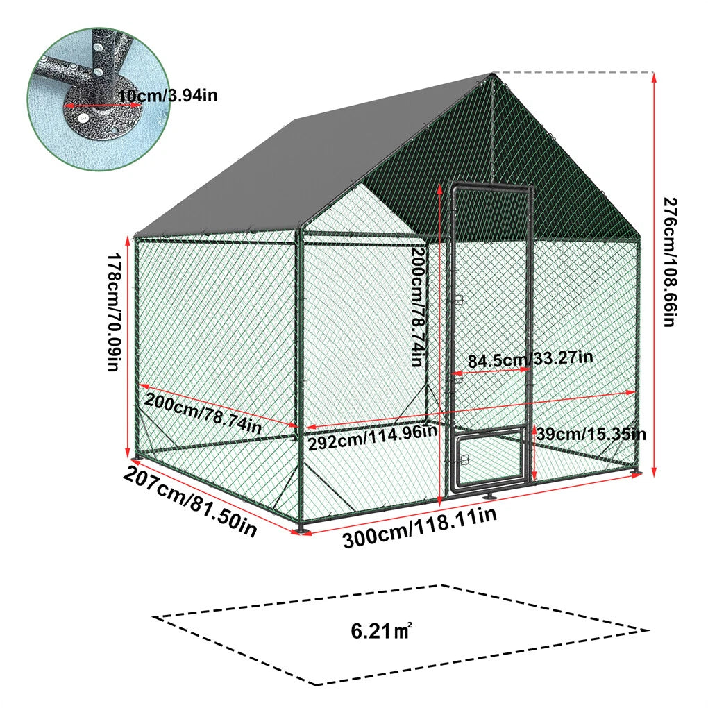 P&P 3-6M Walk-In Chicken Coop Run Outdoor Hen Cage Enclosure with Cover