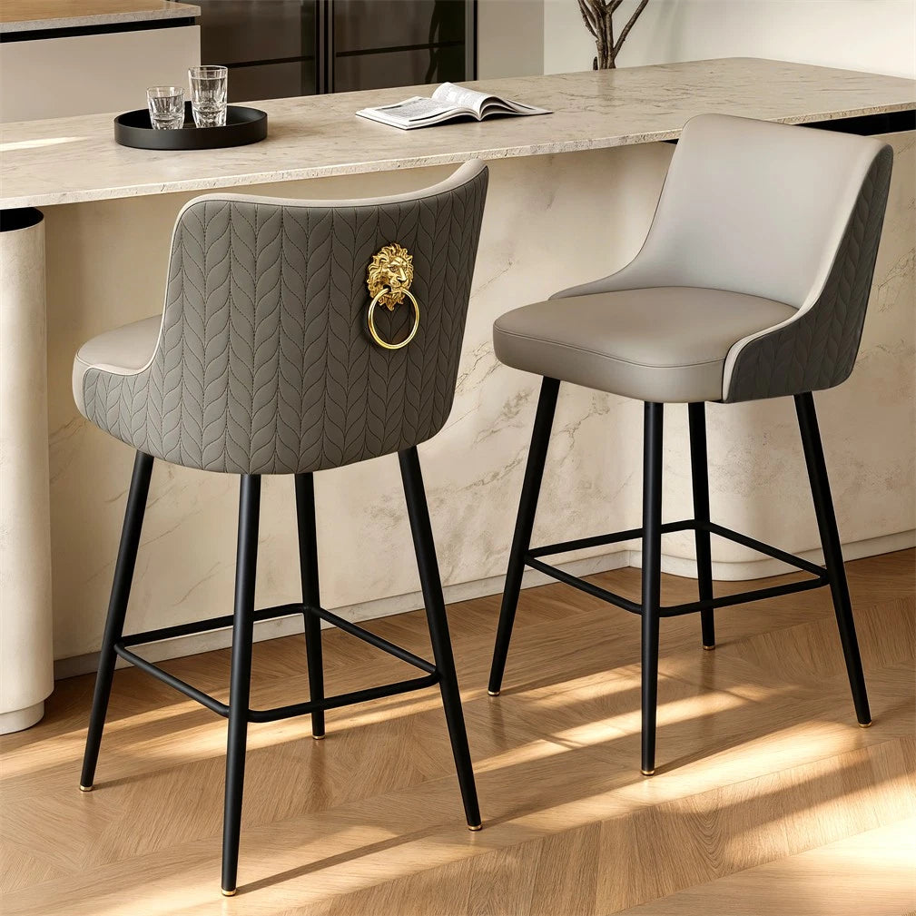 Swivel Counter Height Bar Stool Upholstered Pub Bar Bistro Cafe Chair Metal Legs