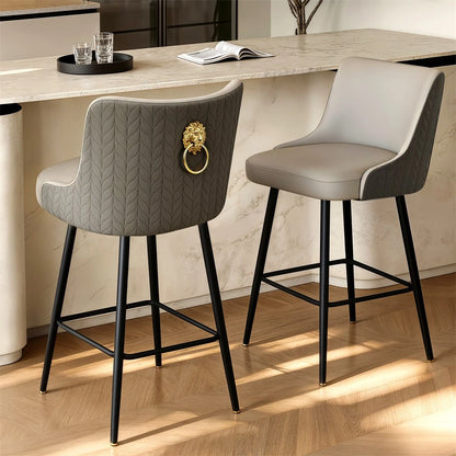 Swivel Counter Height Bar Stool Upholstered Pub Bar Bistro Cafe Chair Metal Legs