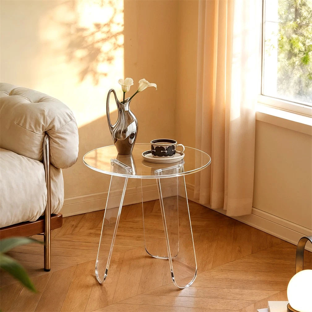 Acrylic End Table Clear & Iridescent Side Table Modern Sofa Table Compact Accent Table for Living Room Bedroom