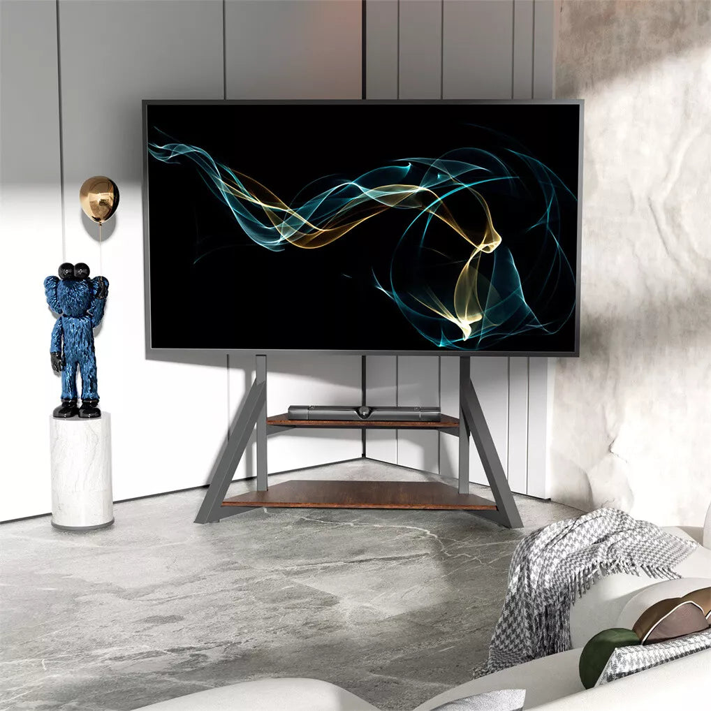 Corner TV Stand with Mount for Flat and Curved Screens (65”-100”)