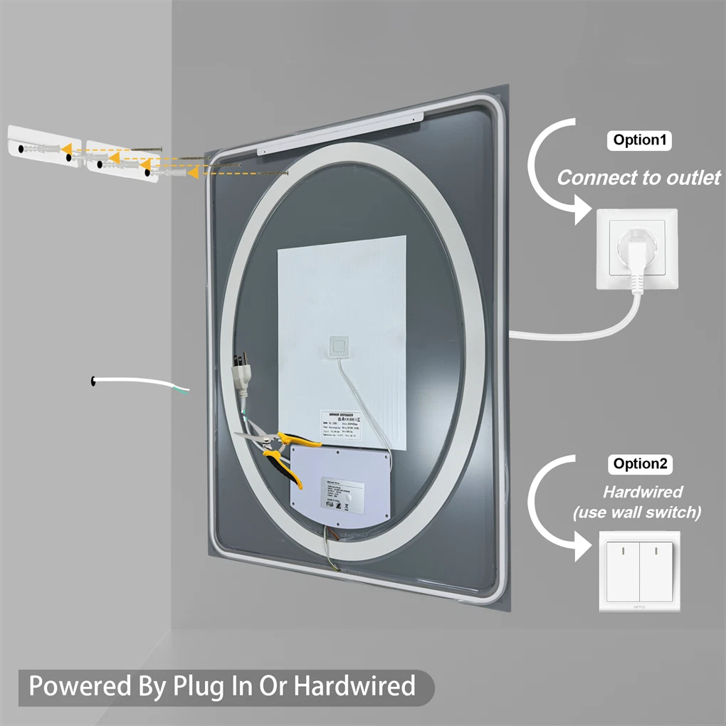 Anti-fog Rectangle LED Bathroom Mirror Dual Lights Vanity Mirror Shatter-proof (60x80cm / 70x90cm)