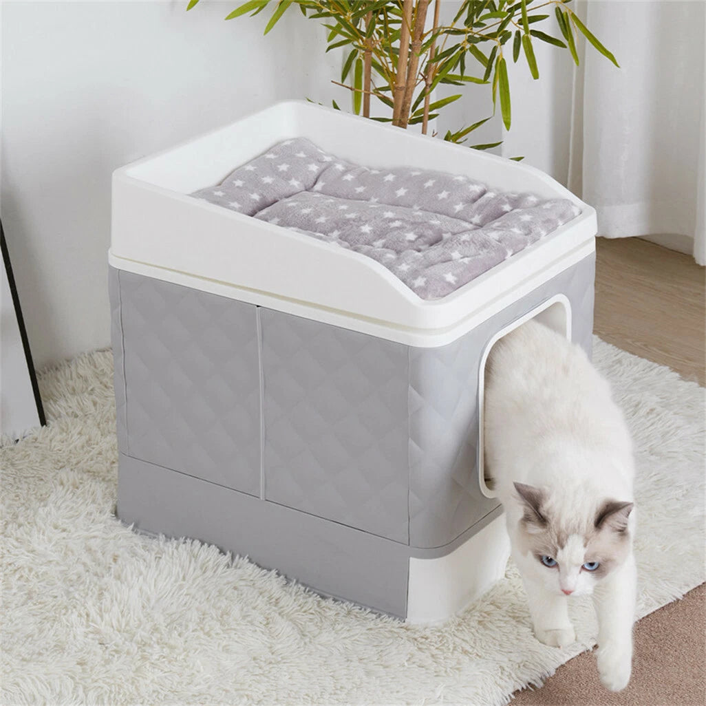 Large Cat Litter Box Fully Enclosed with Odor Reducing Basin