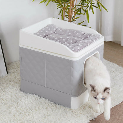 Large Cat Litter Box Fully Enclosed with Odor Reducing Basin