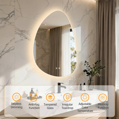 Irregular LED Bathroom Mirror Wall Mounted Dimmable Anti-Fog Makeup Mirror (500x700mm/550x770mm)