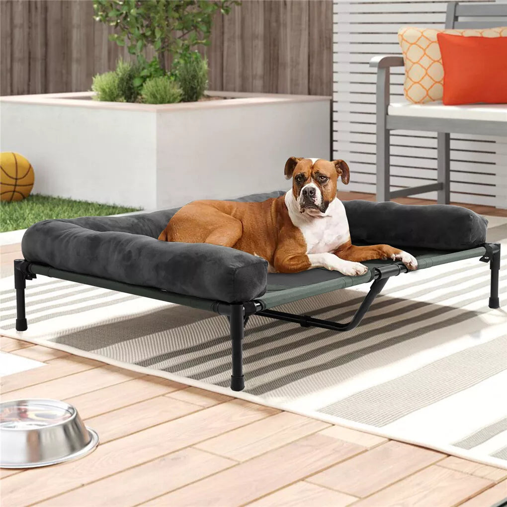 Oversized Cooling Elevated Dog Bed with Bolster Lounger