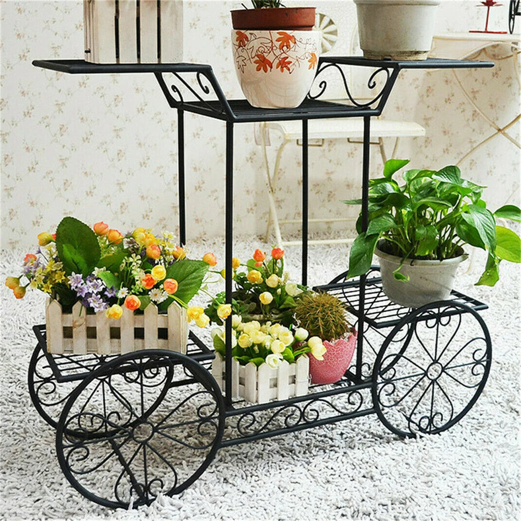 Large Metal Garden Cart Plant Stand ? Vintage Style