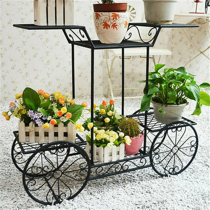 Large Metal Garden Cart Plant Stand ? Vintage Style