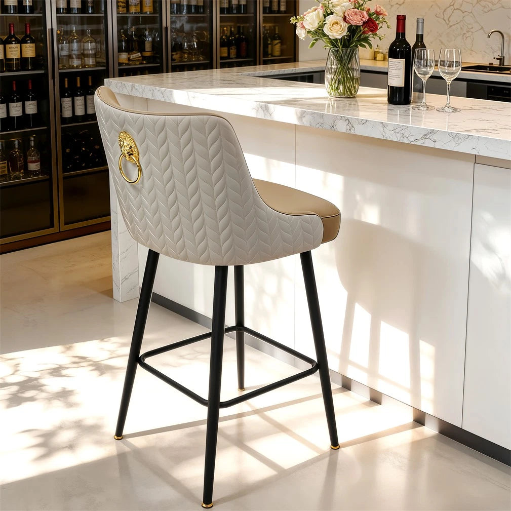 Swivel Counter Height Bar Stool Upholstered Pub Bar Bistro Cafe Chair Metal Legs