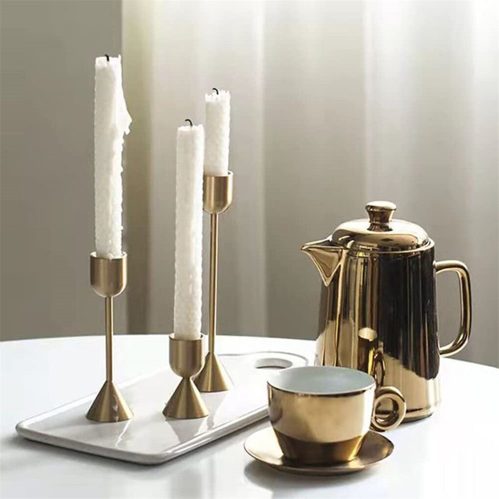 P&P 3PCS Unique Decorative Gold Candlestick Holders Table Centerpiece Candle Stick