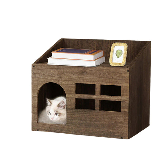 Shop Indoor Wooden Pet Kennel Bed with Mattress Australia