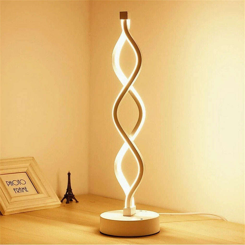 Bedside Lamp 3 Way Dimmable Spiral LED Table Lamp Nightstand Desk Reading Light