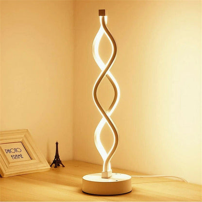 Bedside Lamp 3 Way Dimmable Spiral LED Table Lamp Nightstand Desk Reading Light