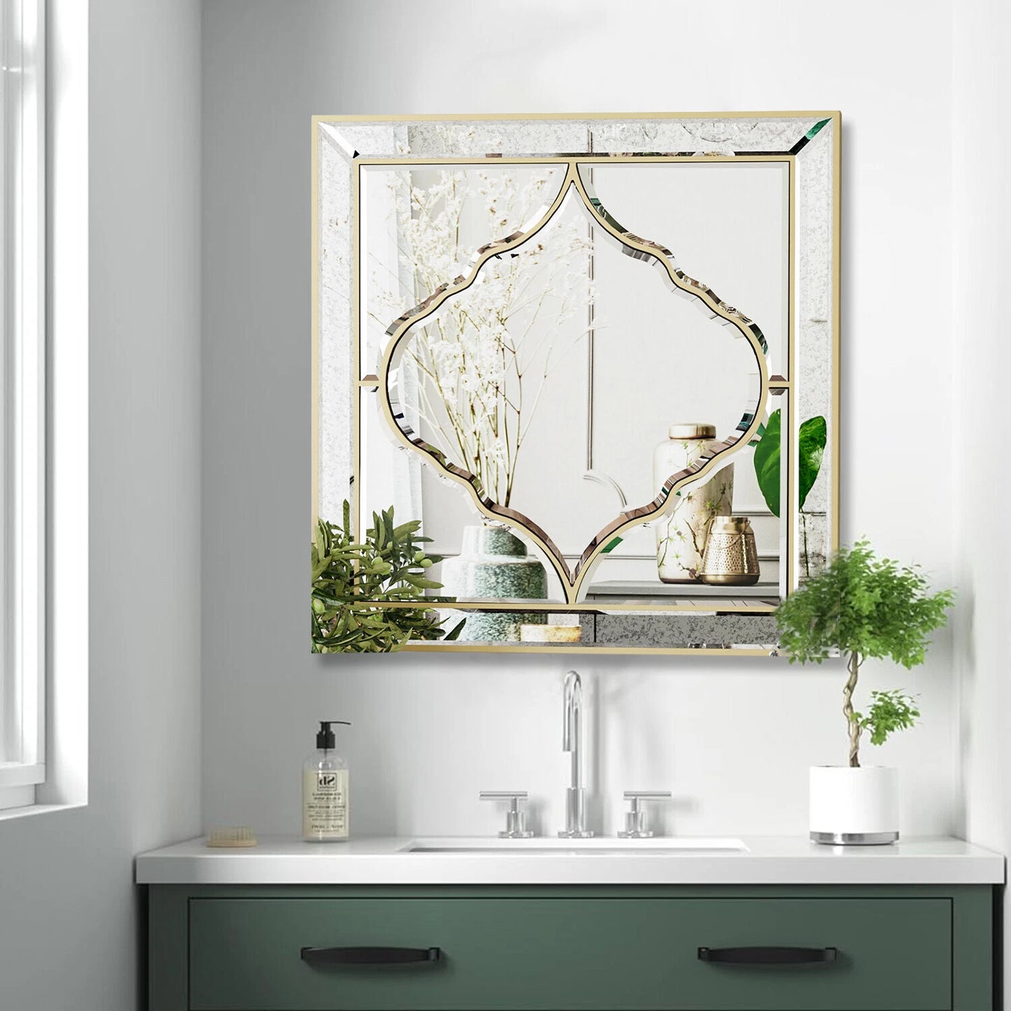 High Grade Unique Decorative Accent Mirror Elegant Square Wall Silver Hd Mirror