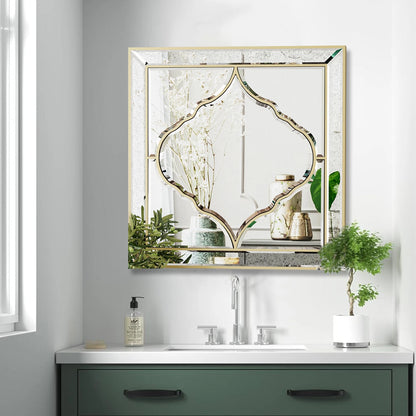 High Grade Unique Decorative Accent Mirror Elegant Square Wall Silver Hd Mirror
