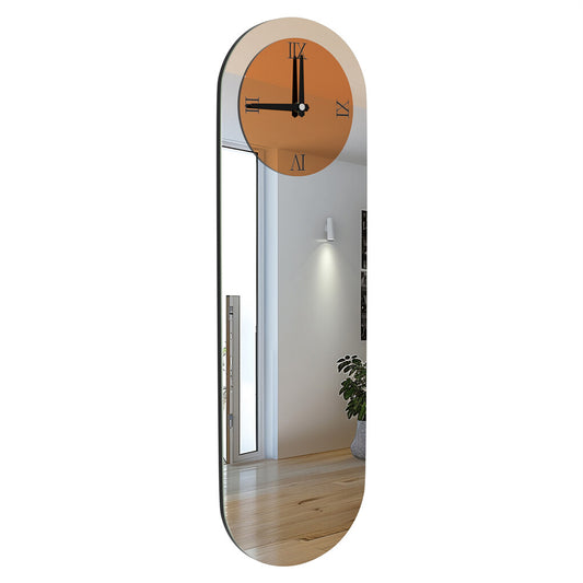 P&P Luxury Oblong Mirrored Wall Clock Stylish Decorative Clock Minimalist Furniture