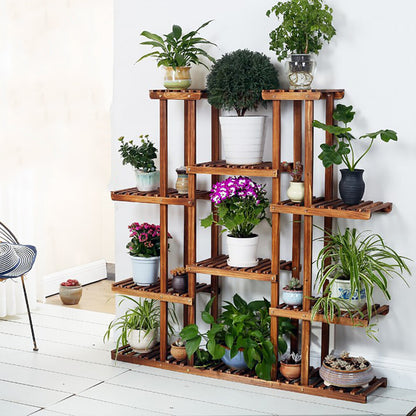 Fin X-Large 11-Tiered Wood Plant Stand Plants Pots Shelf Rack Organizer Living Room