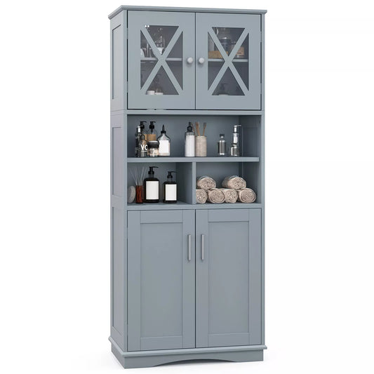 Tall Floor Cabinet with Ample Storage - Bathroom, Kitchen, or Pantry Organizer