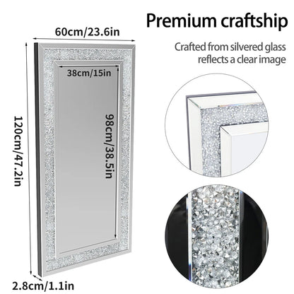 Modern 120Cm Crushed Crystal Wall Mirror