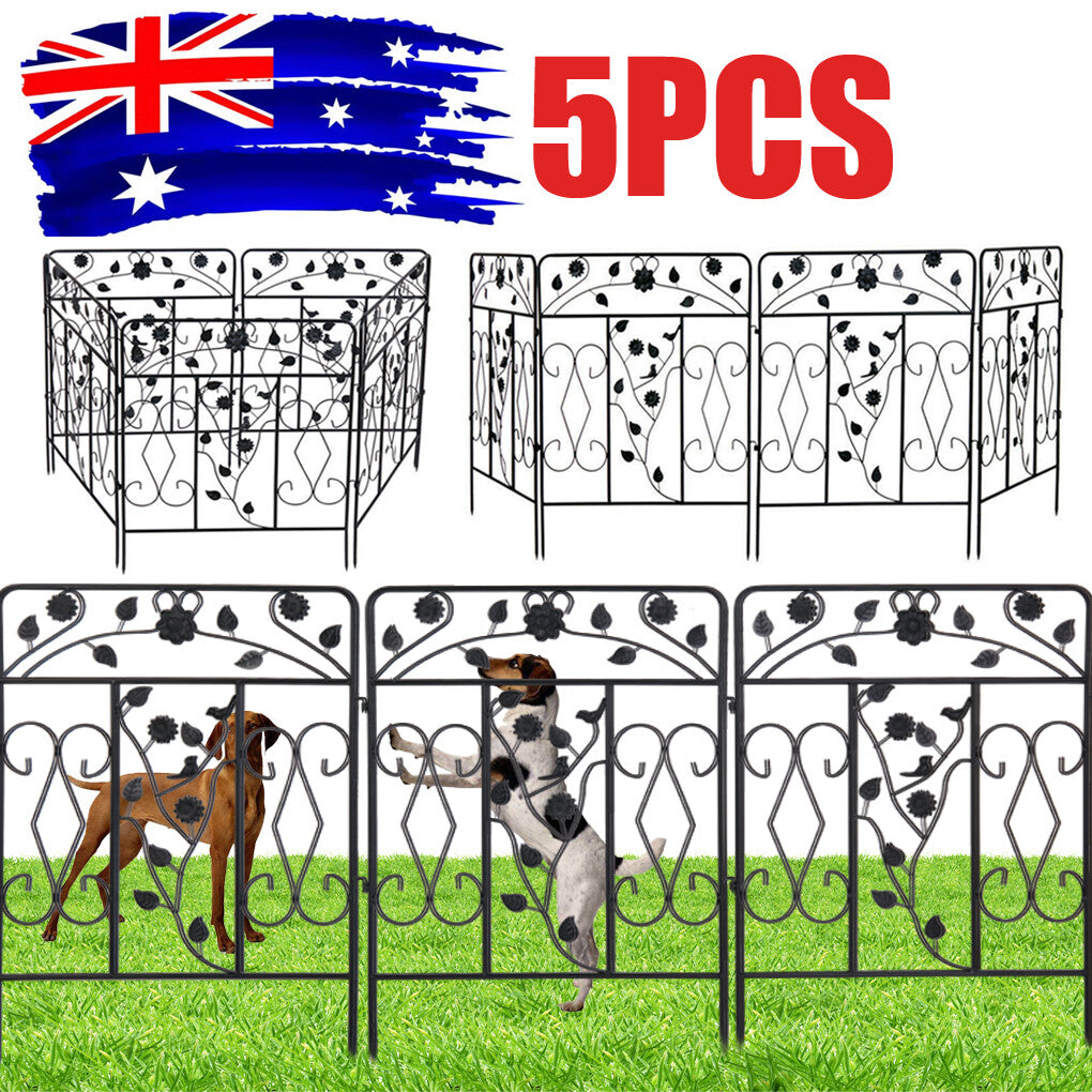 P&P Multi-Purpose Metal Garden Fence Outdoor Animal Barrier Dog Pet Fencing for Yard