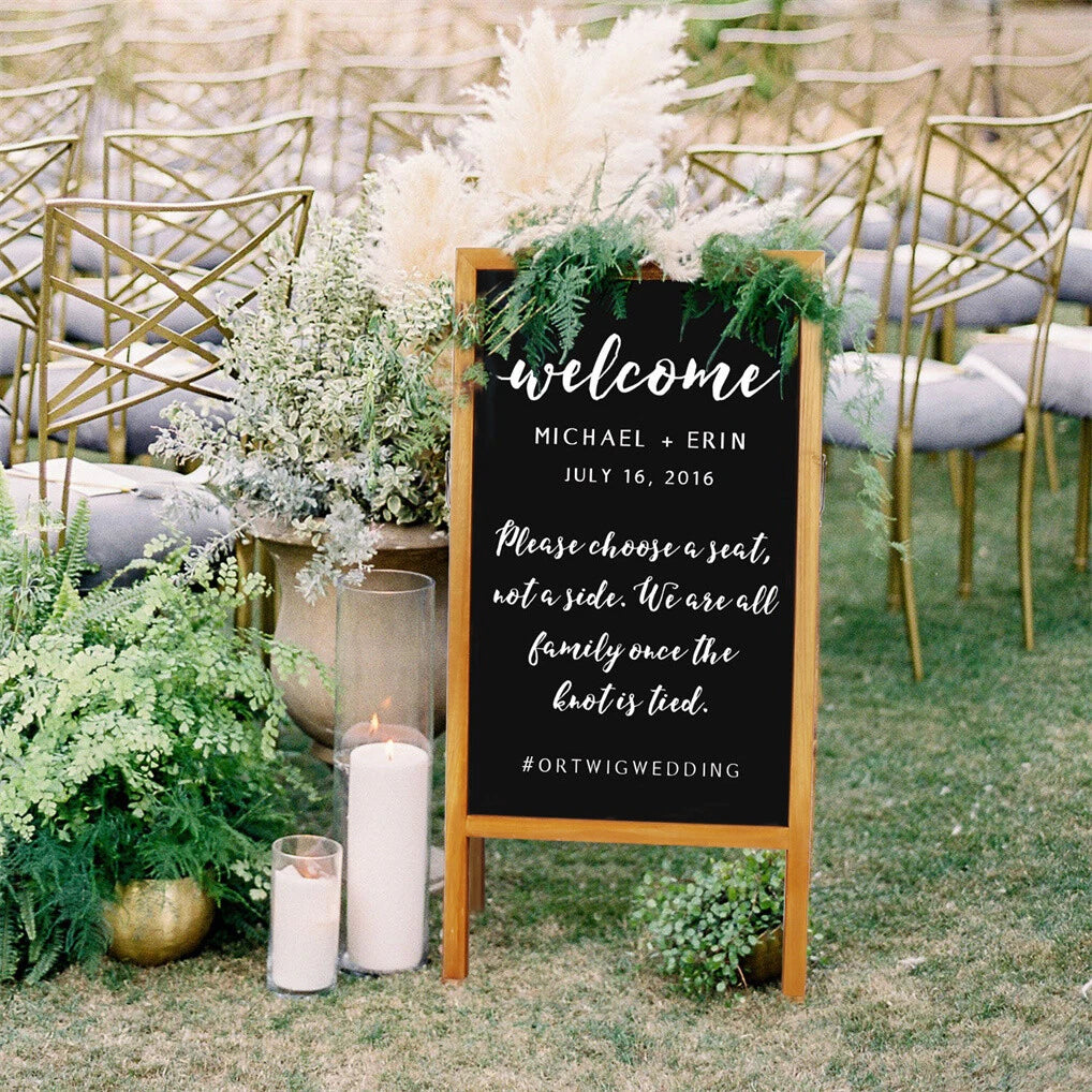 P&P Rustic Wooden Double-Sided Chalkboard Sign for Indoor & Outdoor Use