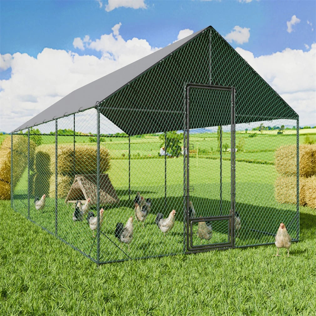 P&P 3-6M Walk-In Chicken Coop Run Outdoor Hen Cage Enclosure with Cover