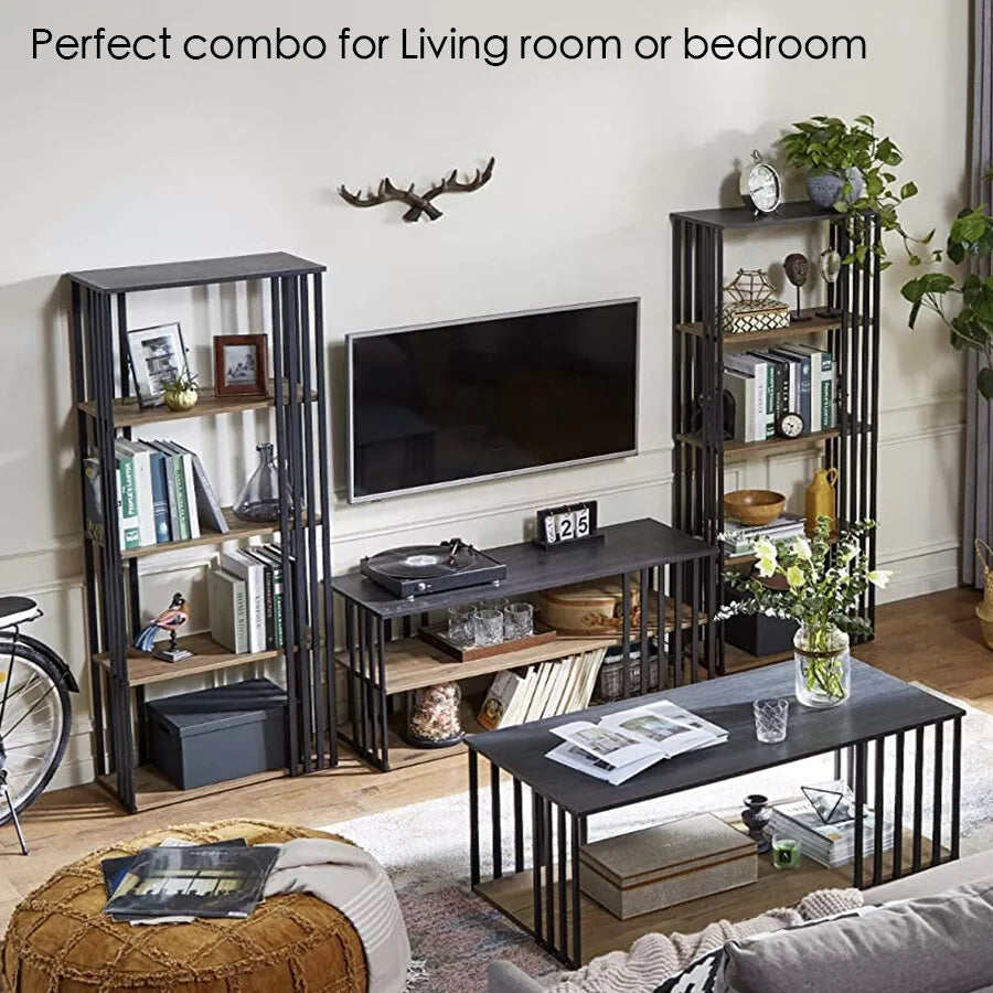120cm TV Cabinet Entertainment Unit – Fits Up to 55” TV, Wood and Metal Console Stand