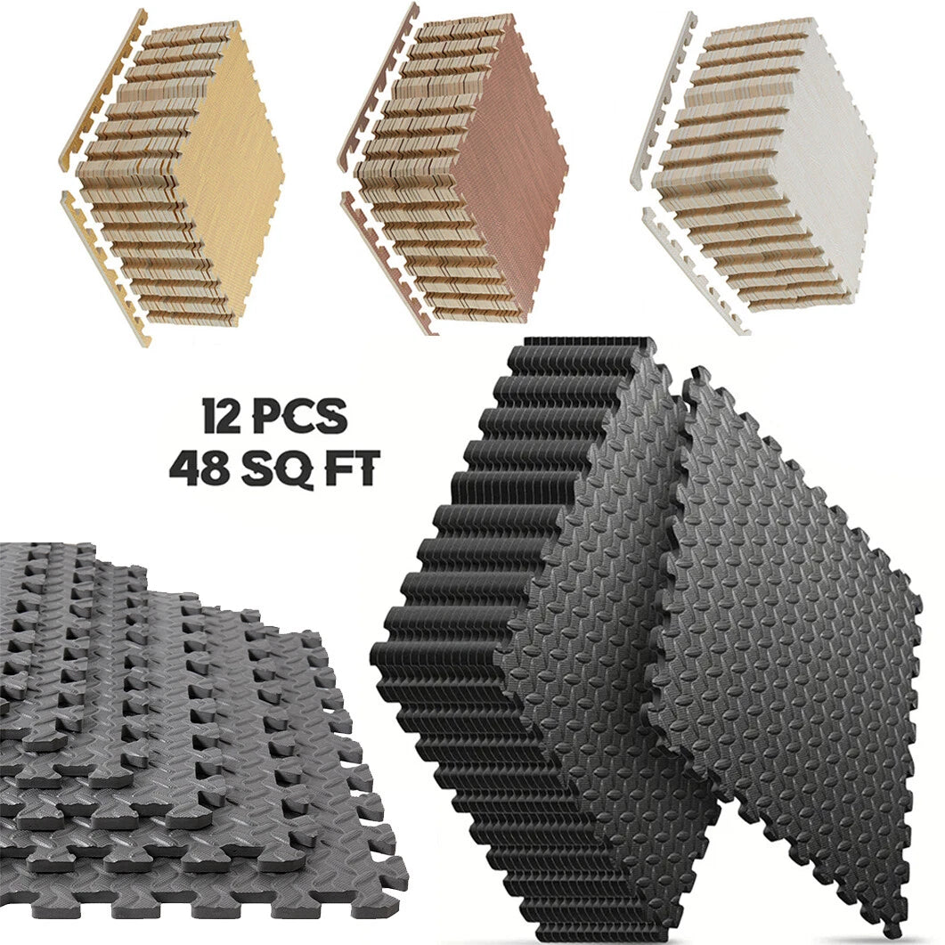 12PCS Interlocking Heavy Duty EVA Foam Gym Flooring Mats 60x60cm