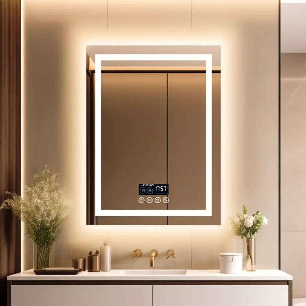 LUVODI LED Bathroom Mirror with Bluetooth Speaker, Anti-Fog, and Memory Function