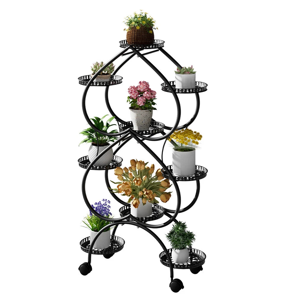 9 Pot XL Vertical  Plant Stand with wheels