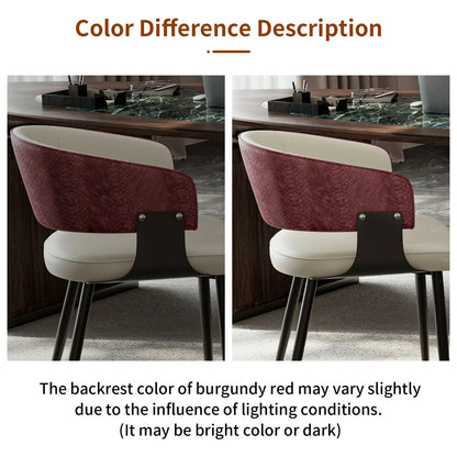 High-End Leather Upholstered Dining Chairs - Padded Leisure Chair with Backrest