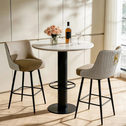 Swivel Counter Height Bar Stool Upholstered Pub Bar Bistro Cafe Chair Metal Legs