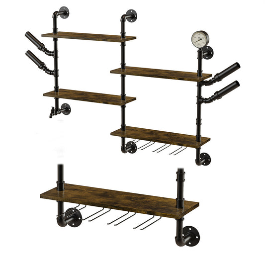 Buy Vintage Pipe Wine Rack – Wall-Mounted Shelf & Glass Holder – Australia
