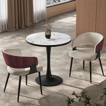 High-End Leather Upholstered Dining Chairs - Padded Leisure Chair with Backrest