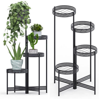 Vintage Corner Flower Pot Stand with Metal Shelves(L)