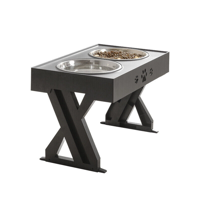 Adjustable Elevated Dog Bowl Stand — Double Bowl, 3 Heights