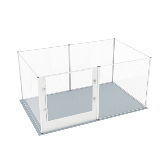 P&P 6 Panels Large Acrylic Dog Playpen Fence Lockable Thicken Pet Whelping Box w Mat